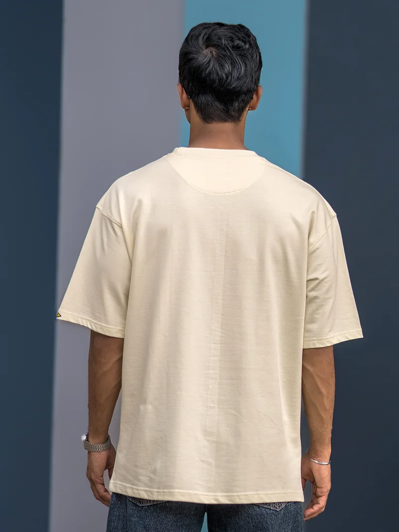 Maniac  Maniac Mens AOP Printed Round Neck Half Sleeve Biscuit and Brown Cotton Tshirt for Men | Best Price UAE